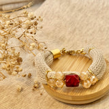 Maroon & Cream toned bracelet