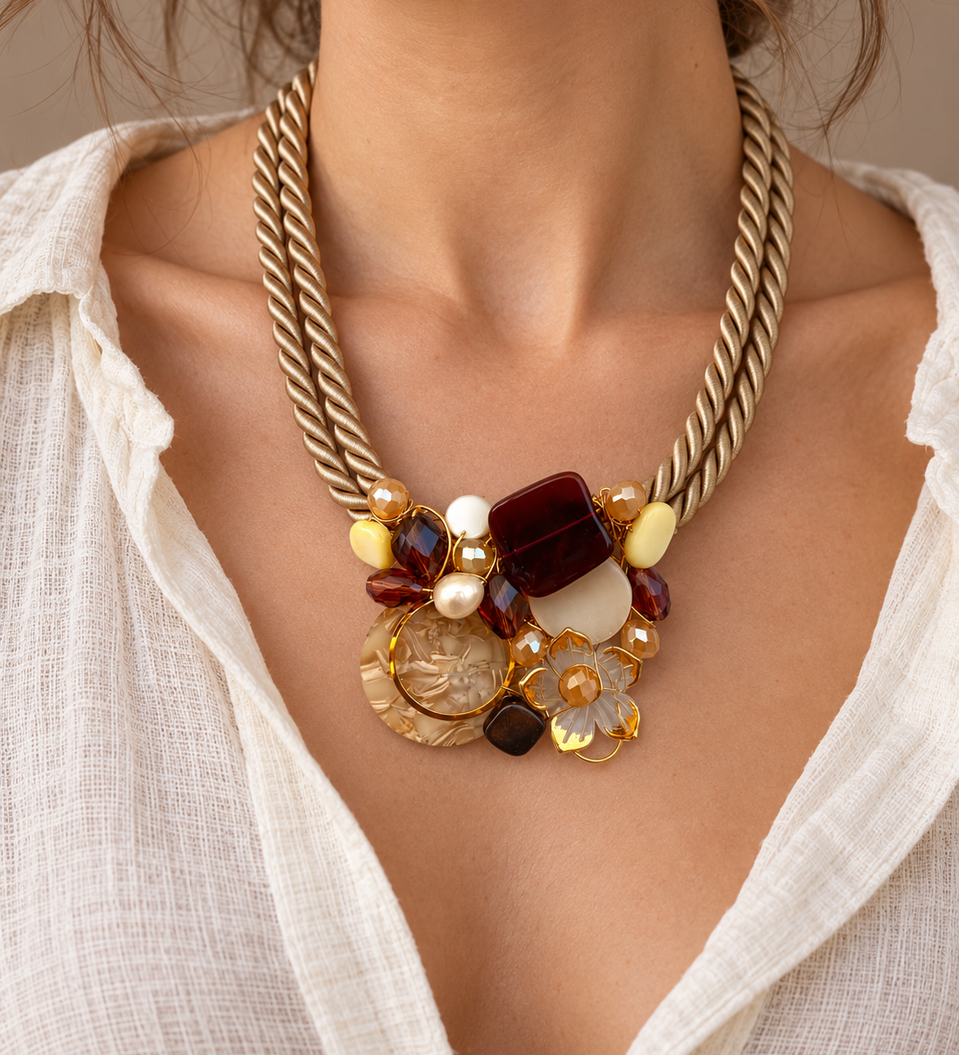 Neutral Floral Necklace