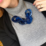 Navy Blue Curb Chain Necklace
