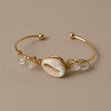 Cowrie & crystal shell bangle