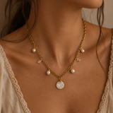 Minimal pearl Charm Necklace