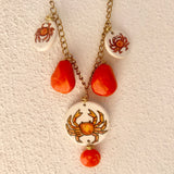 Orange Crab Charm Necklace