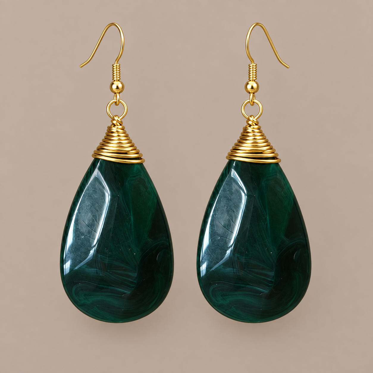 Deep Green Statement Earrings