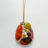 Amber Mood Cluster Necklace