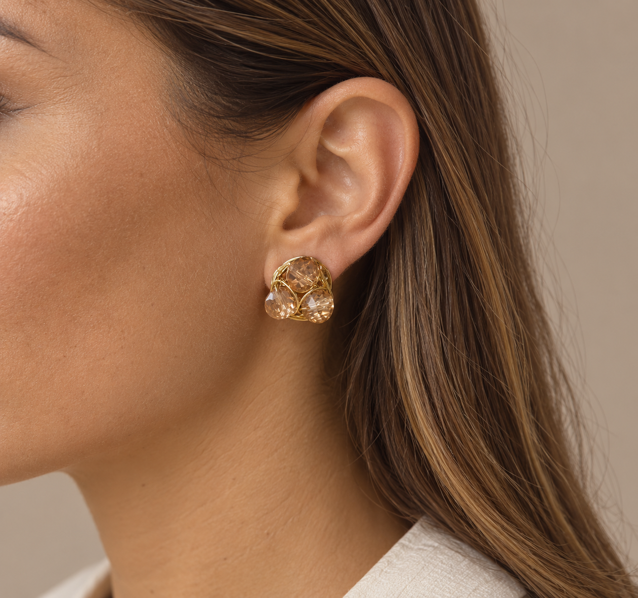 Champagne Crystal Studs