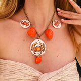 Orange Crab Charm Necklace