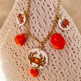 Orange Crab Charm Necklace