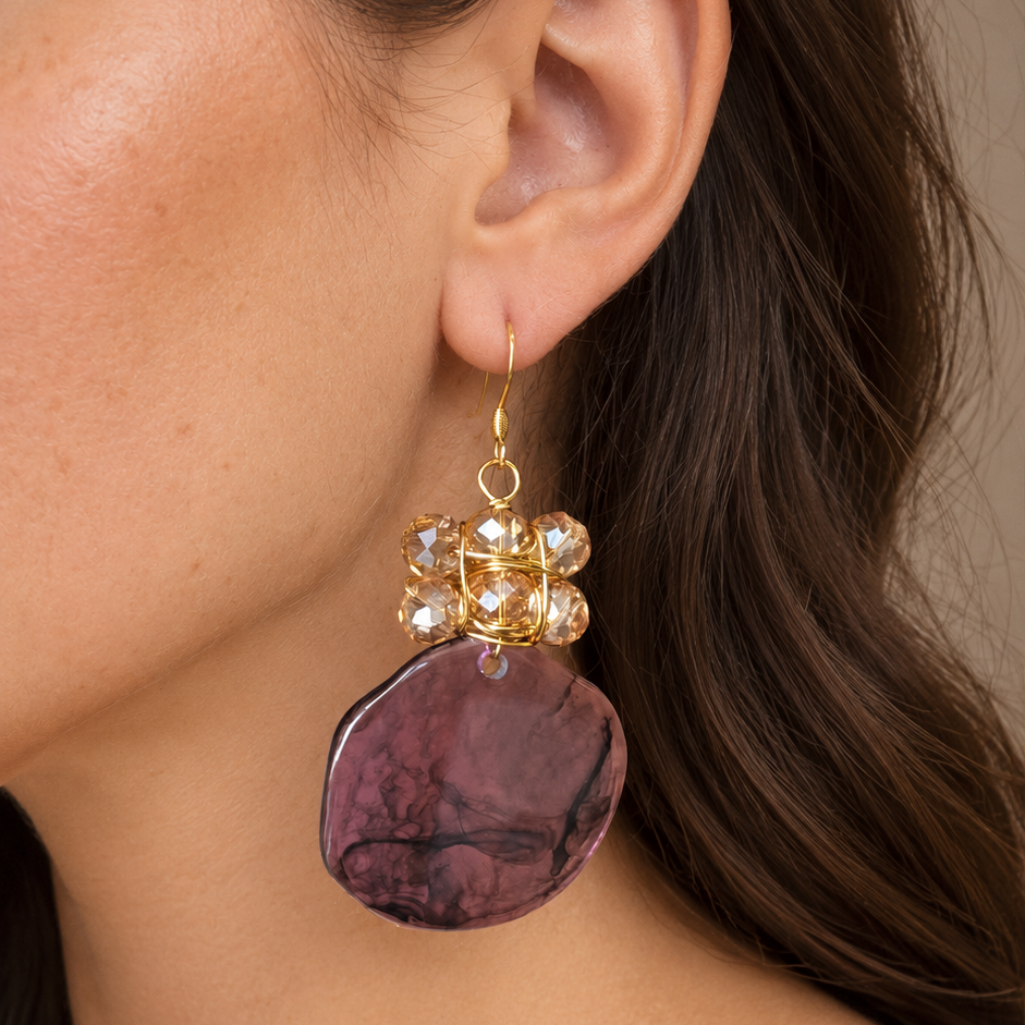 Deep purple Statement earrings