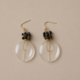 White & Dark Navy Statement Earrings