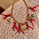 Sorrento Coral Lemon Charm Necklace