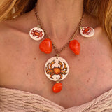 Orange Crab Charm Necklace