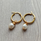 Fresh water pearl hoops