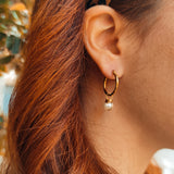 Fresh water pearl hoops
